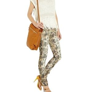 Isabel Marant Snakeskin Print Corduroy Skinny Pants